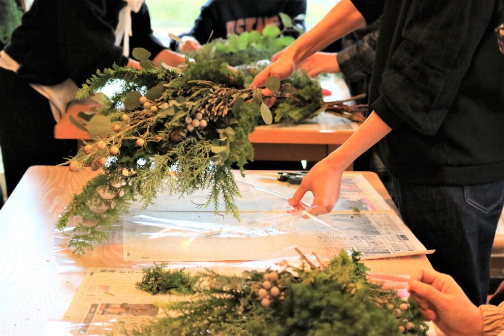 クリスマス スワッグ ワークショップ 岡山市南区 工務店